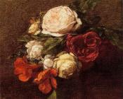 Roses and Nasturtiums - 亨利·方丹·拉图尔